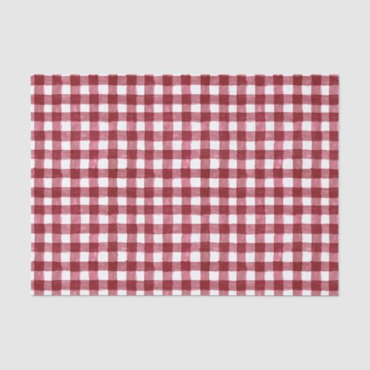Rustic Cranberry Gingham Tissue Paper Tissuepapier (Voorkant)