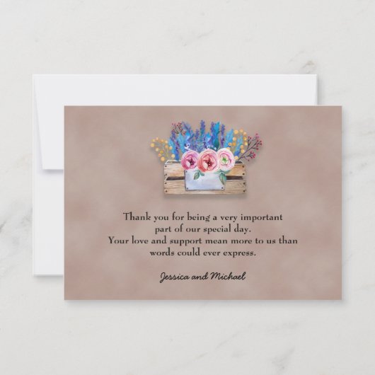 Rustic Crate of Lavender Wedding Bedankt (Achterkant)