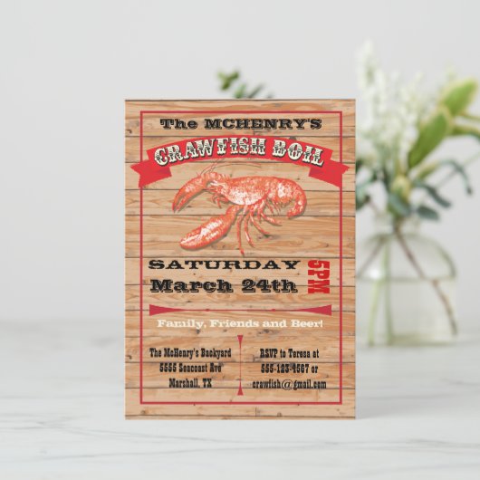 Rustic Crawfish Boil Party Poster Uitnodigingen (Staand voorkant)