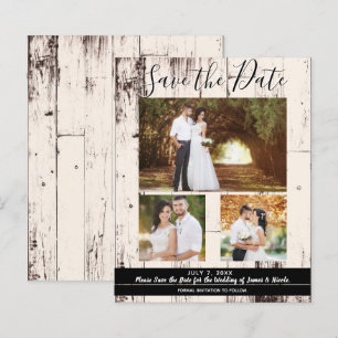 Rustic Cream Barn Wood Weduwfoto Save the Date