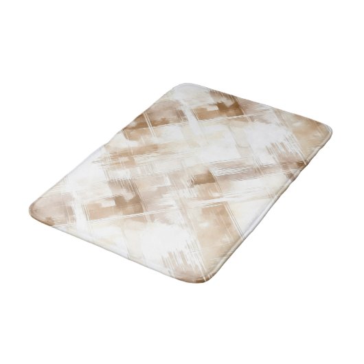 Rustic Cream Brown Stripes Birthday Badmat (Gekanteld)