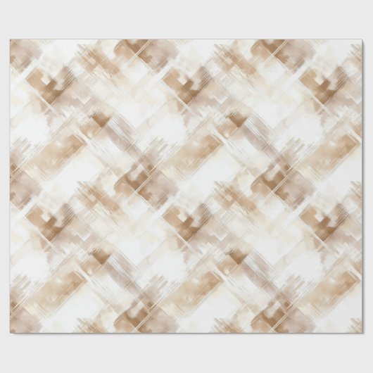 Rustic Cream Brown Stripes Birthday Cadeaupapier (Vlak)