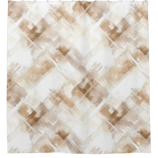 Rustic Cream Brown Stripes Birthday Douchegordijn (Voorkant)