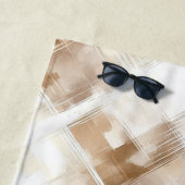 Rustic Cream Brown Stripes Birthday Strandlaken (In situ)