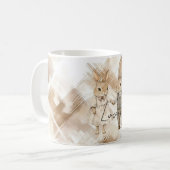 Rustic Cream Brown Stripes Bunny Rabbits Love Koffiemok (Voorkant links)