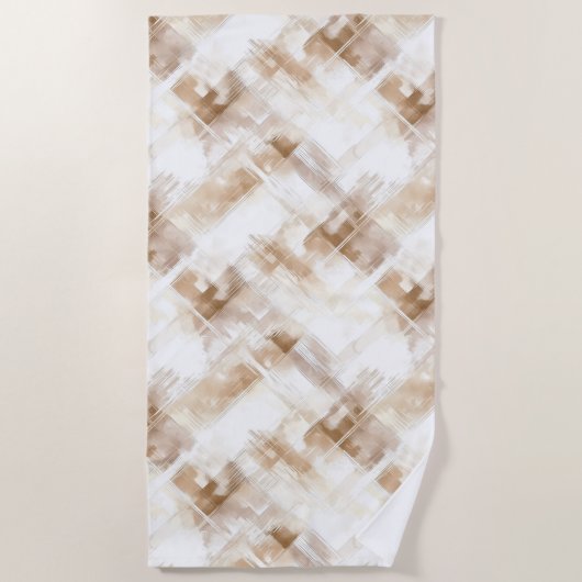Rustic Cream Brown Stripes Strandlaken (Voorkant)