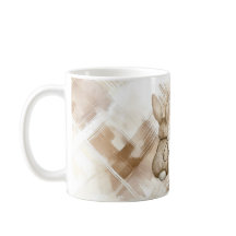 Rustic Cream Brown Stripes Three Bunny Rabbits