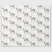 Rustic Cream Christmas Deer Cadeaupapier (Vlak)