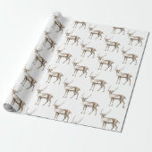 Rustic Cream Christmas Deer Cadeaupapier (Uitgerold)