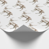 Rustic Cream Christmas Deer Cadeaupapier (Hoek)