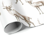 Rustic Cream Christmas Deer Cadeaupapier (Rol Hoek)