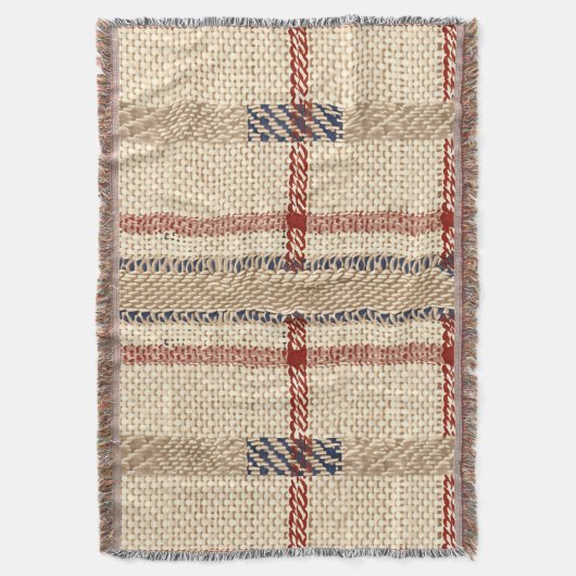 Rustic Cream en Red Plaid Pattern Deken (Voorkant Verticaal)