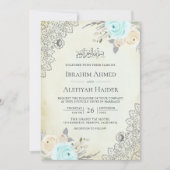 Rustic Cream Mint Green Floral Lace Muslim Wedding Kaart (Voorkant)
