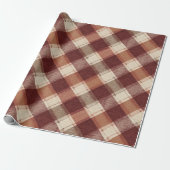 Rustic Cream Orange Rust Red Plaid Pattern Cadeaupapier (Uitgerold)