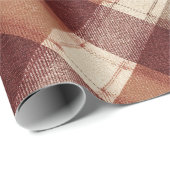 Rustic Cream Orange Rust Red Plaid Pattern Cadeaupapier (Rol Hoek)