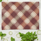 Rustic Cream Orange Rust Red Plaid Pattern Theedoek (Gevouwen)