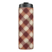 Rustic Cream Orange Rust Red Plaid Pattern Thermosbeker (Voorkant)
