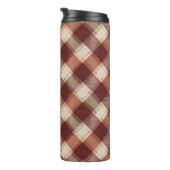 Rustic Cream Orange Rust Red Plaid Pattern Thermosbeker (Geroteerd rechts)