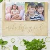 Rustic Cream Photo Collage voor grootouders Theedoek (Gevouwen)