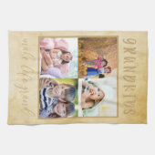 Rustic Cream Photo Collage voor grootouders Theedoek (Horizontaal)