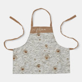 Rustic cream tooled leren script naam meisje schort (Voorkant)