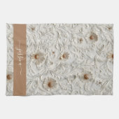 Rustic cream tooled leren script naam theedoek (Horizontaal)