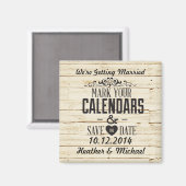 Rustic Cream Wood Save the Date Wedding Magneet (Voorkant / Achterkant)