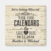 Rustic Cream Wood Save the Date Wedding Magneet (Voorkant)
