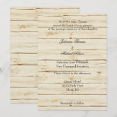 Rustic Cream Wood Wedding Kaart (Voorkant / Achterkant)