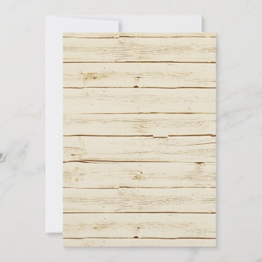 Rustic Cream Wood Wedding Kaart (Achterkant)