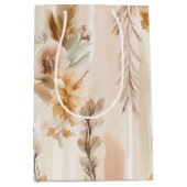 Rustic Crème Boho Bloemige Verjaardag Medium Cadeauzakje (Voorkant)