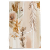 Rustic Crème Boho Bloemige Verjaardag Medium Cadeauzakje (Achterkant)