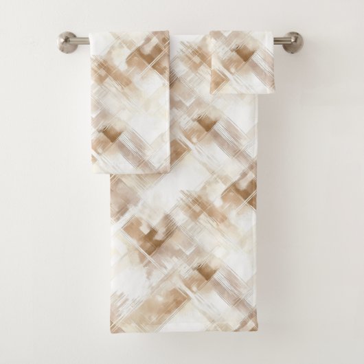 Rustic Crème Bruine Strepen Bruidsdouche Bad Handdoek (Insitu)