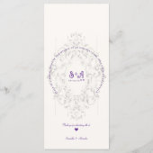 Rustic Crest Ivoor Paarse Oude Print Gotische brui Menu (Achterkant)