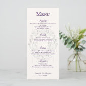 Rustic Crest Ivoor Paarse Oude Print Gotische brui Menu (Staand voorkant)