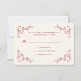 Rustic Crimson  Bloemen Wedding RSVP Kaart
