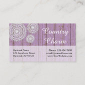 Rustic Crochet Doilies op Paarse boerderijhout Visitekaartje (Achterkant)