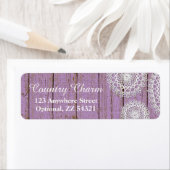 Rustic Crochet Doilies Paars Wood Return Address Etiket (Insitu)