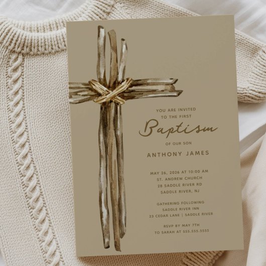Rustic Cross Baptism Kaart