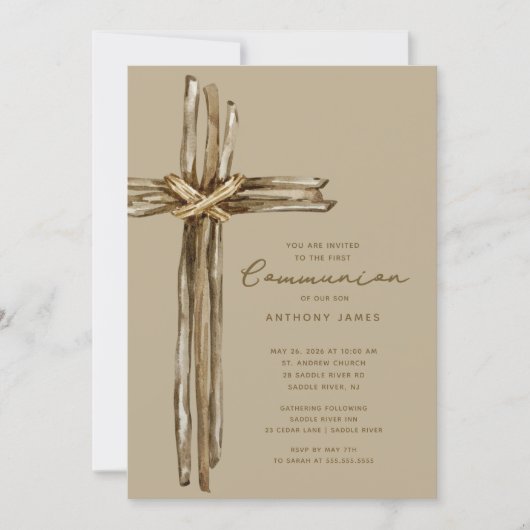 Rustic Cross Communion Kaart (Voorkant)