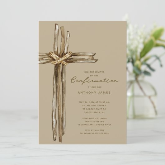 Rustic Cross Confirmation Kaart (Staand voorkant)