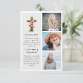 Rustic Cross Lillies 3 foto sympathie begrafenis Bedankkaart (Staand voorkant)
