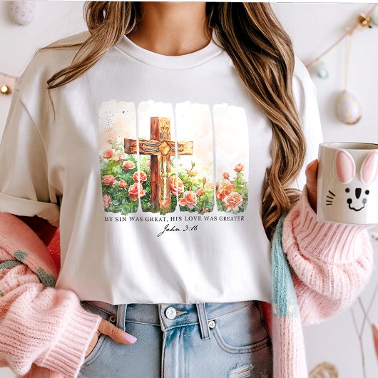 Rustic Cross Paas T-shirt; Johannes 3:16 Christeli T-shirt
