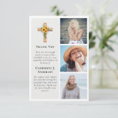 Rustic Cross Zonnebloem 3 Foto Sympathie Begrafeni Bedankkaart (Staand voorkant)