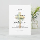 Rustic Cross Zonnebloemen & Eucalyptus Witte Huwel Kaart (Staand voorkant)