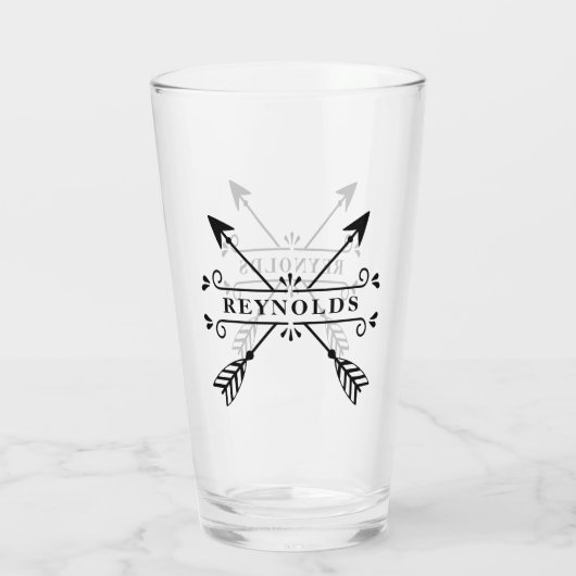 Rustic Crossed Arrows met naam ID615 Glas (Achterkant)