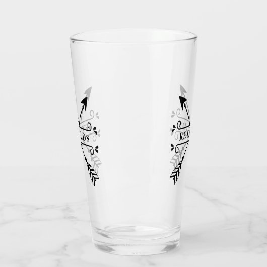 Rustic Crossed Arrows met naam ID615 Glas (Links)