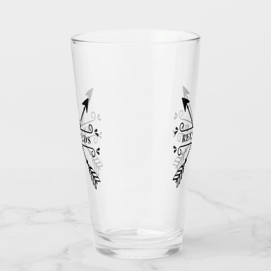 Rustic Crossed Arrows met naam ID615 Glas (Rechts)