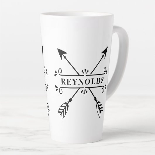 Rustic Crossed Arrows met naam ID615 Latte Mok (Rechterhoek)