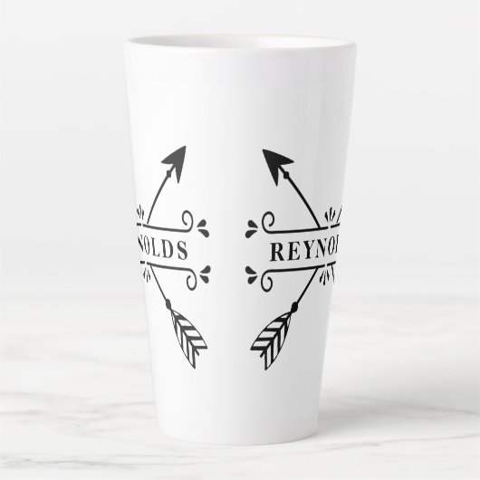 Rustic Crossed Arrows met naam ID615 Latte Mok (Voorkant)